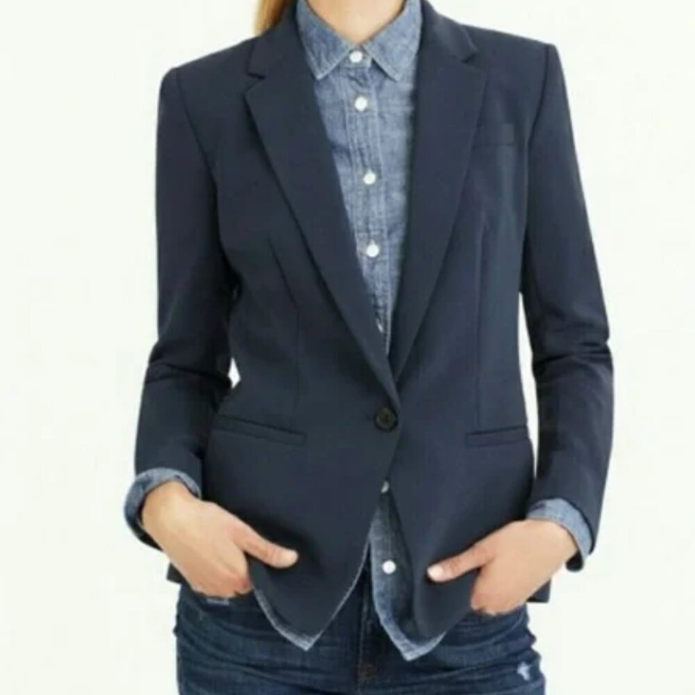 J.crew Collection Japanese crepe blazer in navy